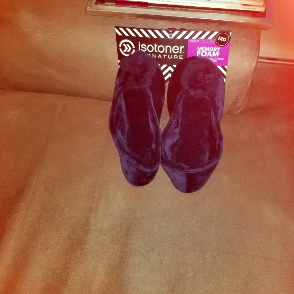 Navy blue plush slippers